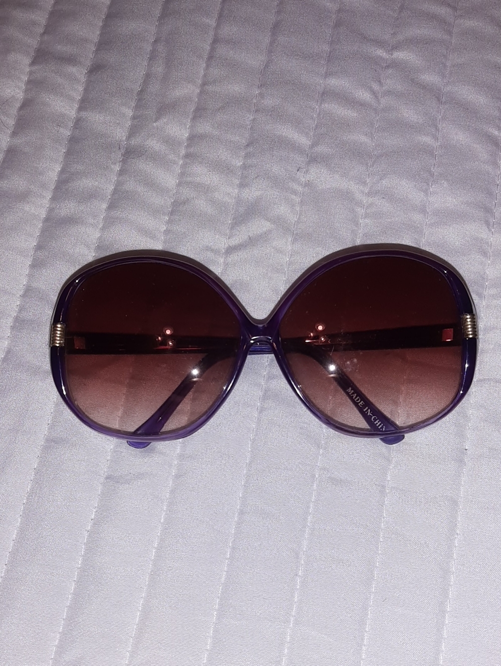 Purple Oversized Round Women's Sunglasses With Graduated Shade